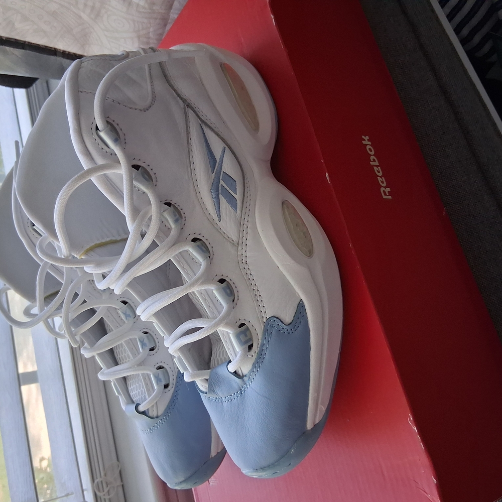 Reebok White and Blue Iversons